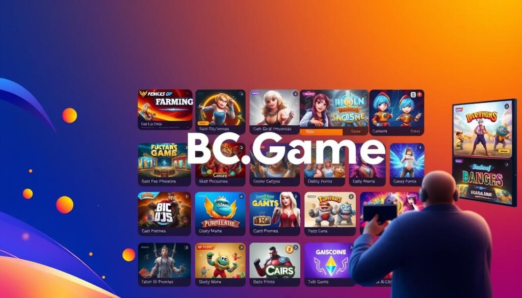 Generate an image of BC.Game's platform showcasing its various gaming options and user-friendly interface. Generate an image of BC.Game's platform showcasing its various gaming options and user-friendly interface.