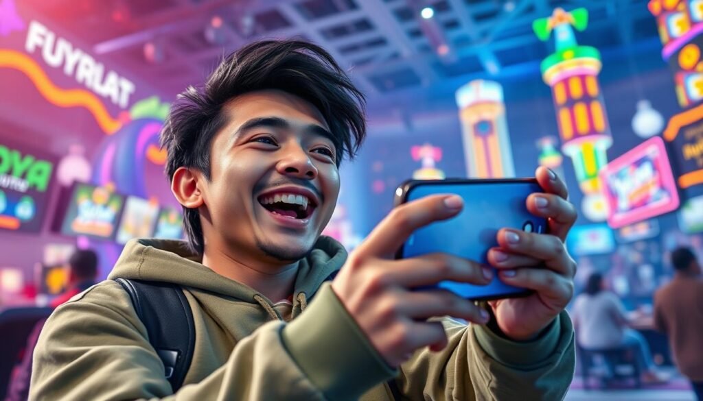 Generate an image of a player happily withdrawing USDT from HOYA娛樂城 on their smartphone. Generate an image of a player happily withdrawing USDT from HOYA娛樂城 on their smartphone.