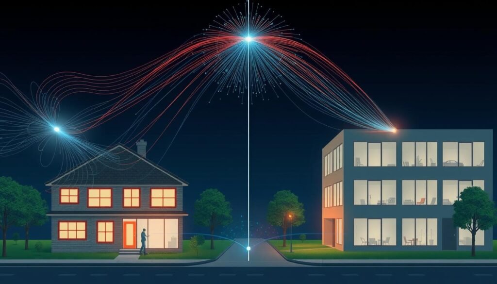 光纖入屋（FTTH）與傳統光纖（FTTB）的比較圖
